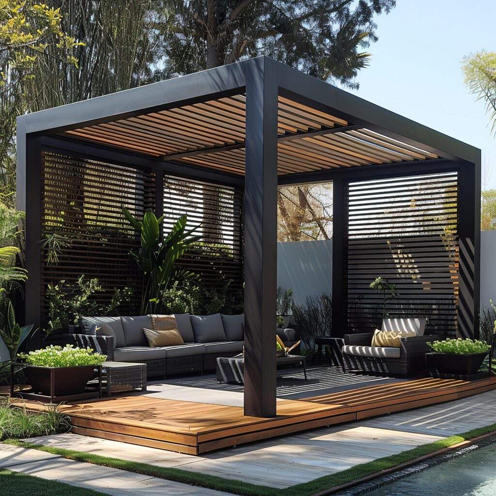 Customized Electric Waterproof Motorized Outdoor Gazebo Aluminium White Patio Roof Louvered Pergola