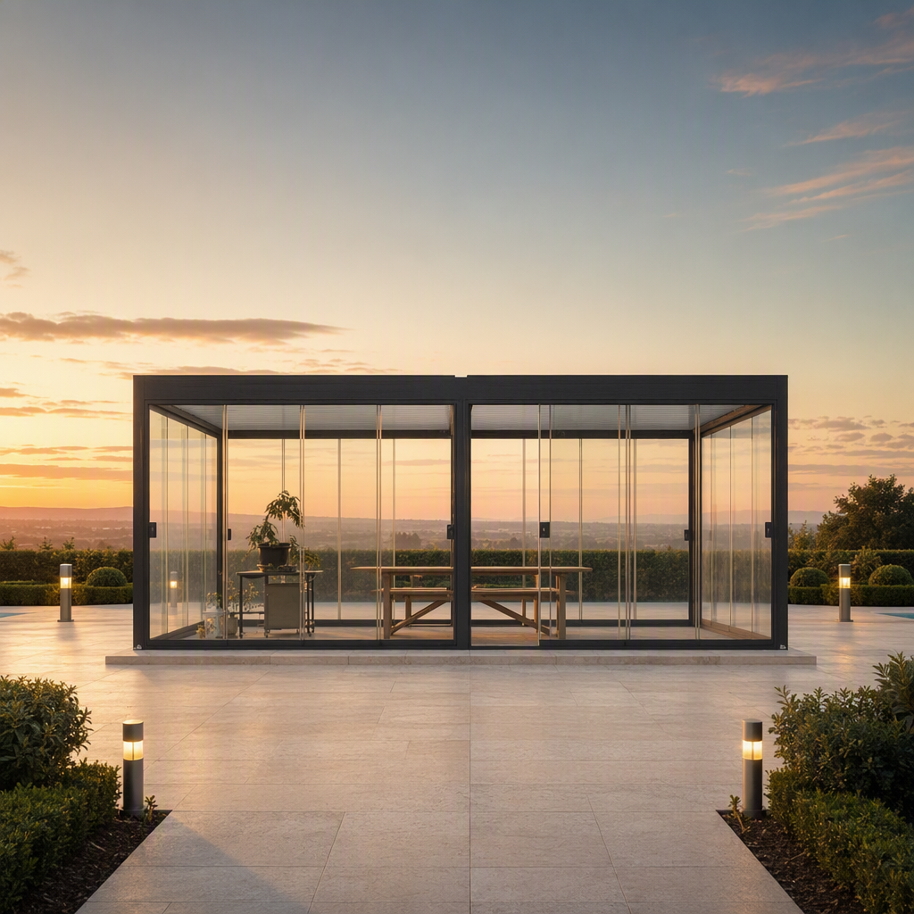 Outdoor Motorized Aluminum Gazebo Pergola with 