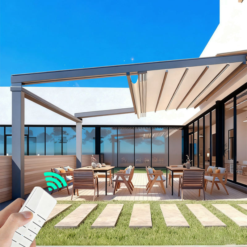 Wholesale Terrace Shade Canopy Opening Roof Canvas Patio Cover Retractable Motorized Awning Shade Outdoor